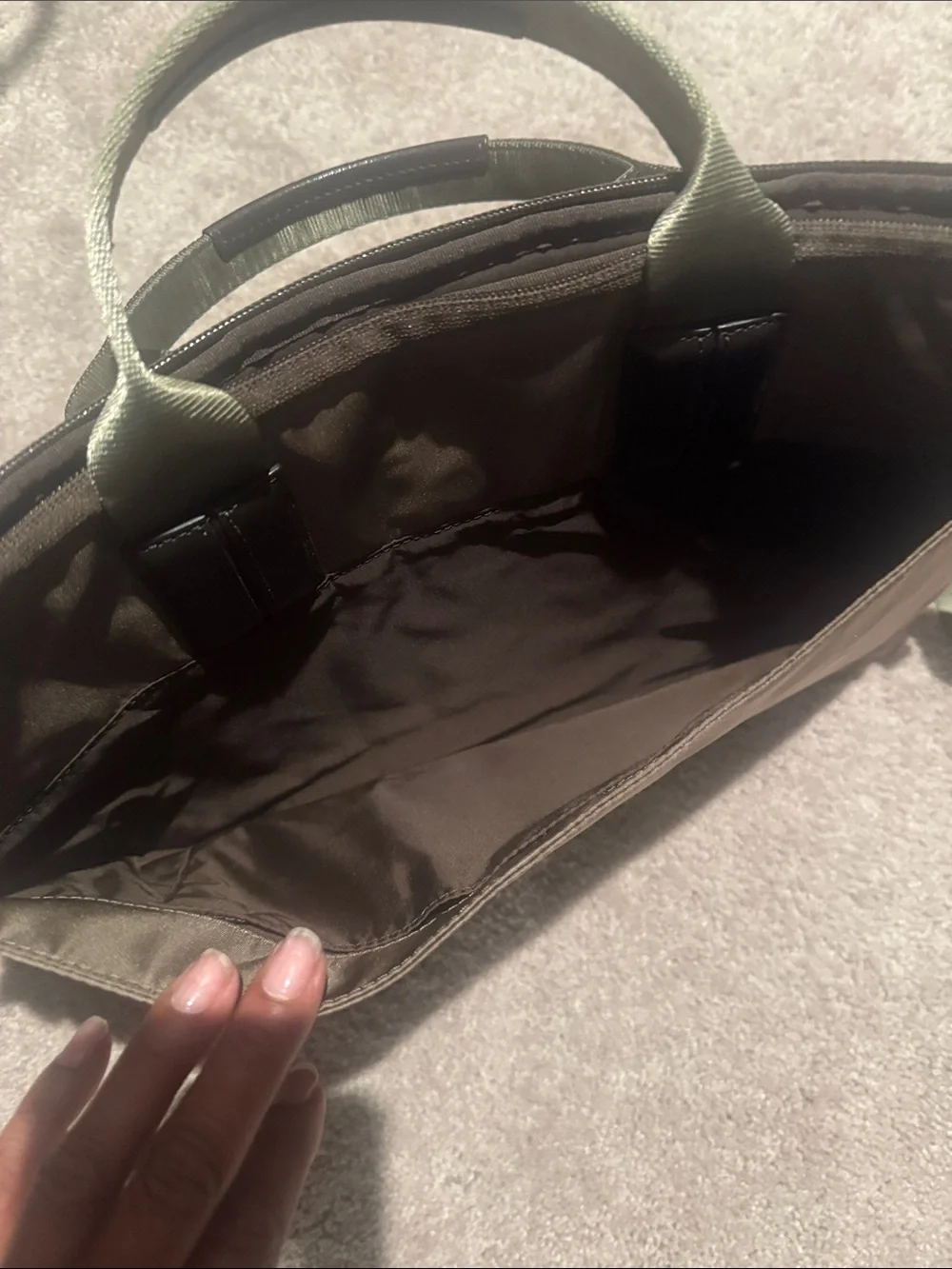 Tumi Olive Green Nylon Laptop Briefcase with Shoulder Strap